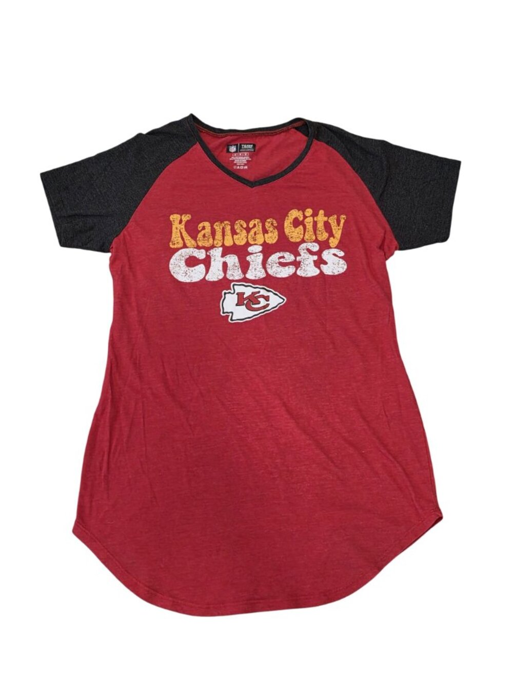 Kansas City Chiefs Womens Red/Black Raglan Shirt NFL Team Apparel Size M - Picture 4 of 4